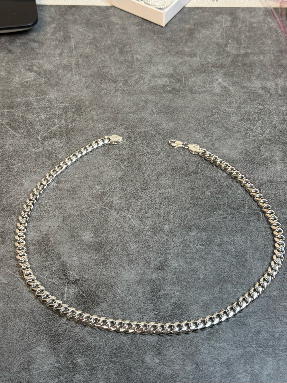 Silver Cuban Link Chain Necklace - Picture 3 of 5